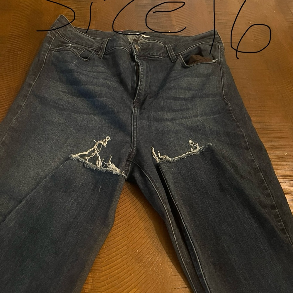 Distressed Blue Jeans